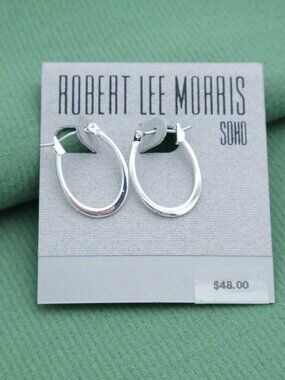 Robert Lee Morris Silver Hoop Earrings Minimalist Chic Jewelry New